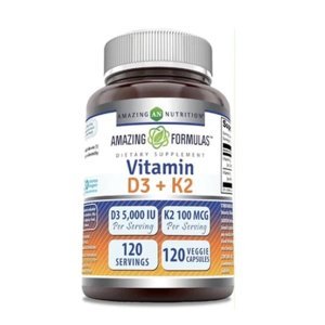 Amazing Formulas Vitamin D3 5000 IU + Vitamin K2 100 mcg 120 Capsules in Pakistan