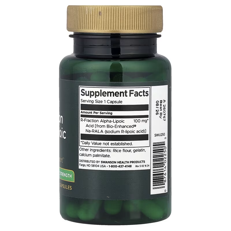 Swanson R-Fraction Alpha Lipoic Acid 100 mg Capsules thumbnail 2