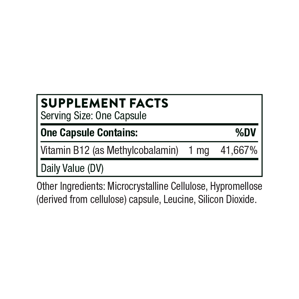 THORNE Vitamin B12 As Methylcobalamin Capsules thumbnail 3