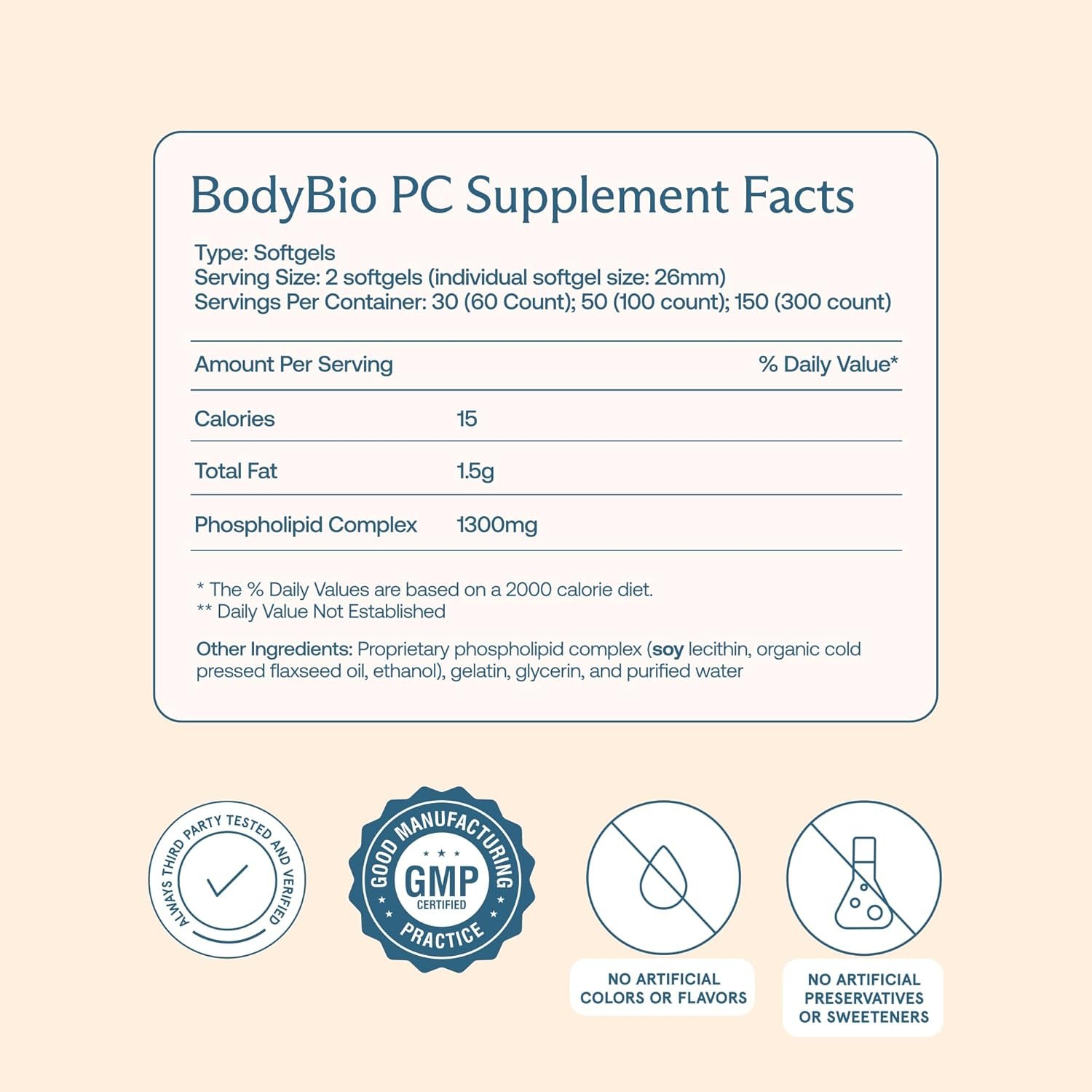 BodyBio PC Liposomal Phospholipid Complexs Softgels thumbnail 2