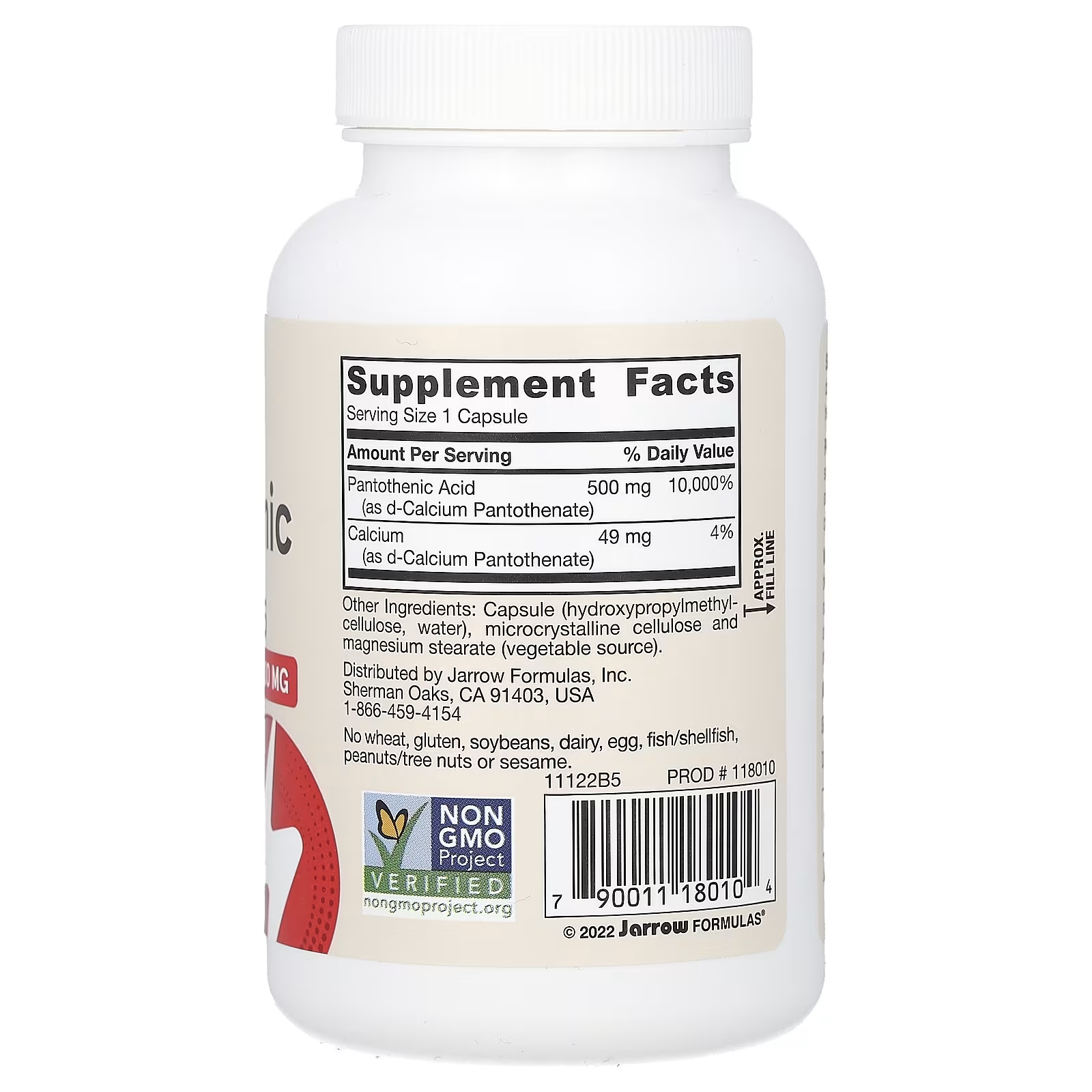 Jarrow Formulas Pantothenic Acid B5 100 Veggie Capsules thumbnail 2