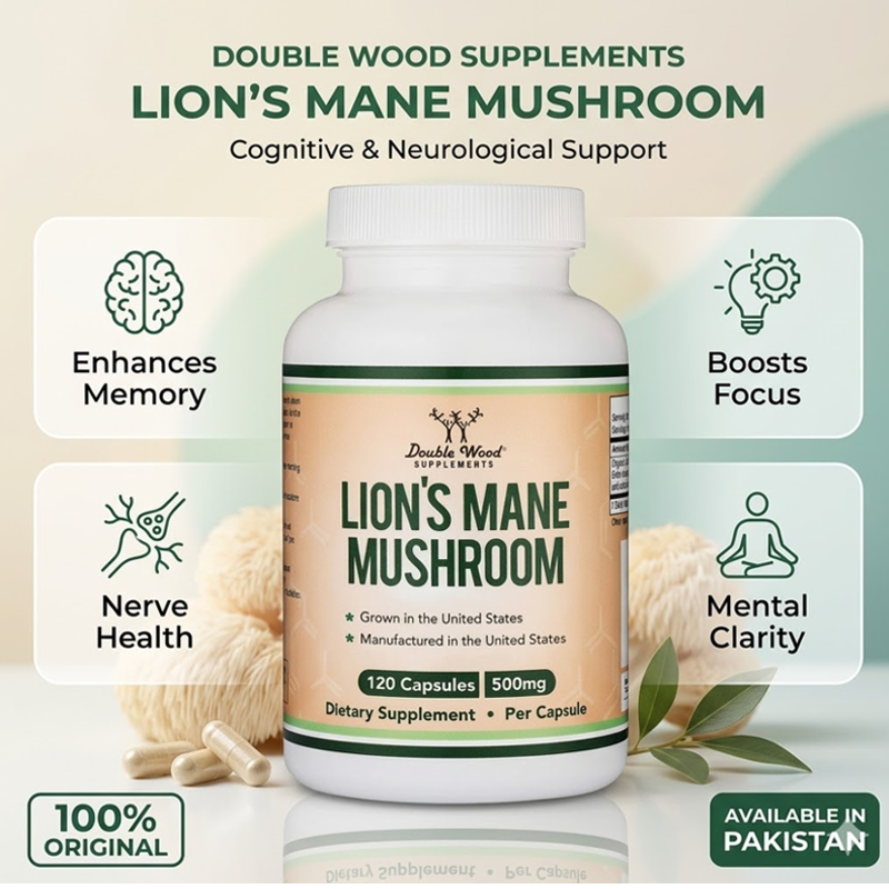 Double Wood Lion's Mane Mushroom Capsules In Pakistan thumbnail 2