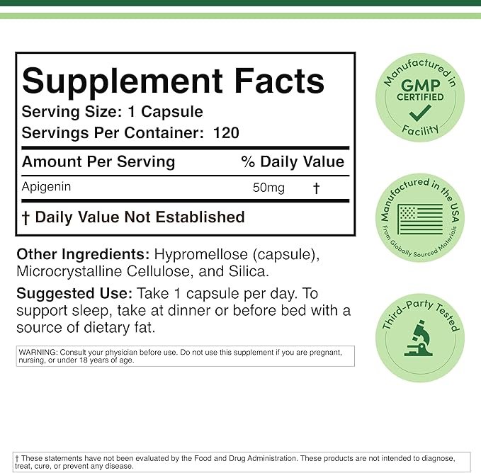 Double Wood Apigenin 50mg 120 Capsules thumbnail 2