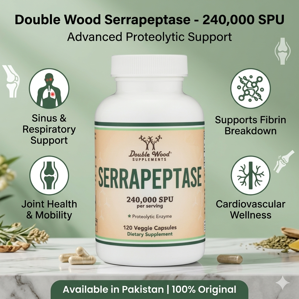 Double Wood Serrapeptase 240,000 Spu Per Serving 120 Capsules thumbnail 2