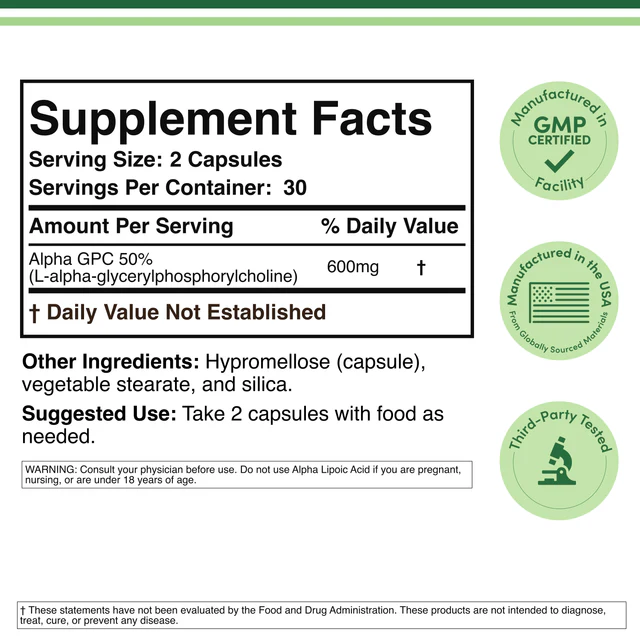 Double Wood Alpha-gpc 300 Mg Supports Choline Levels 60 Capsules thumbnail 2