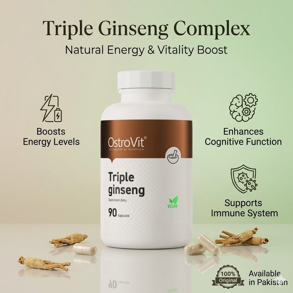Ostrovit Triple Ginseng Vege 90 Capsules In Pakistan thumbnail 2