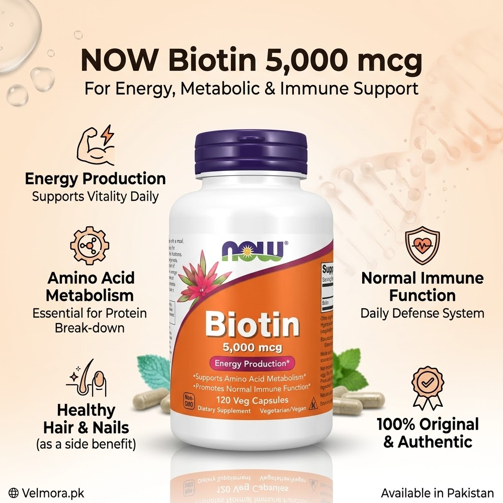 Now Foods Biotin 5000mcg 120 Veg Capsules In Pakistan thumbnail 2