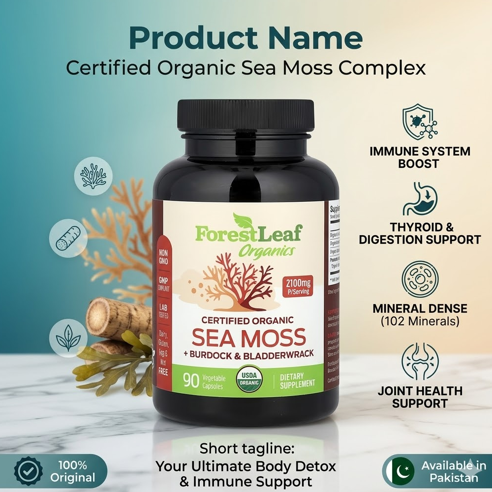 Forest Leaf Organic Sea Moss + Burdock & Bladderwrack Capsules in Pakistan thumbnail 2