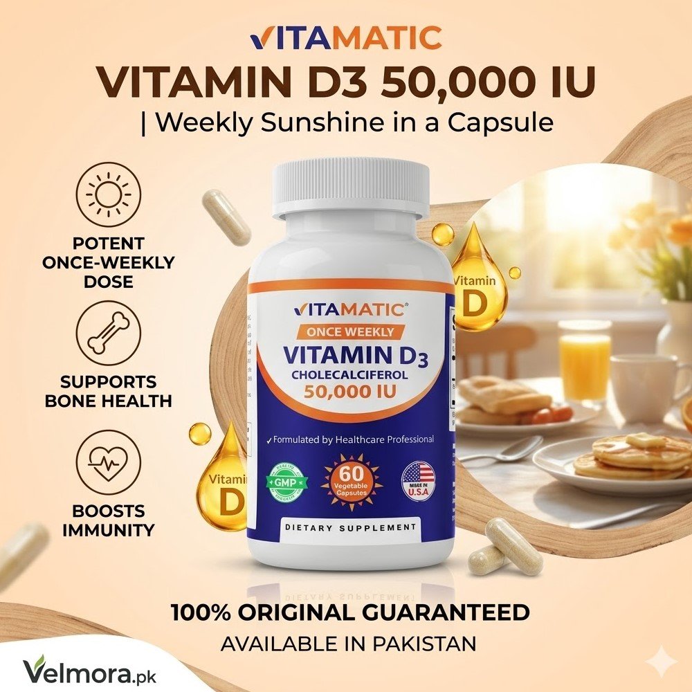 Vitamin D3 50,000 IU Weekly Dose Veggie Capsules in Pakistan thumbnail 2
