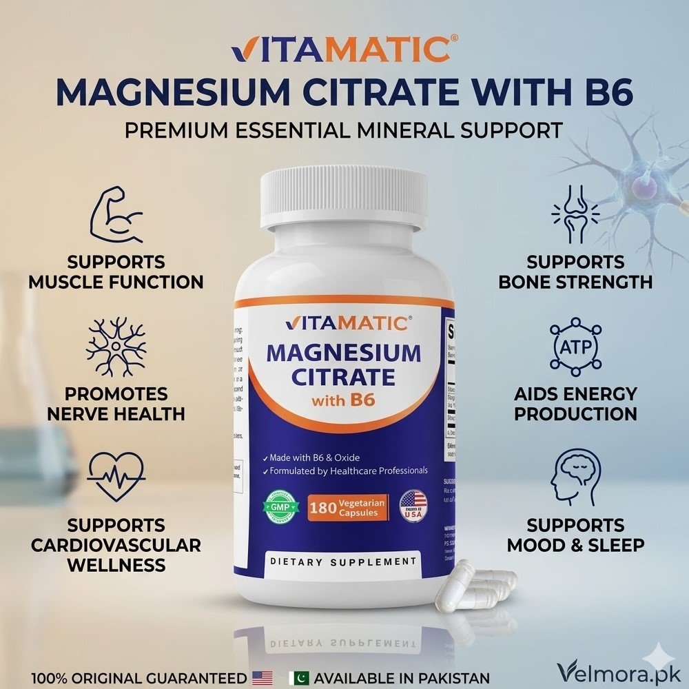 vitamatic Magnesium Citrate 500mg per Serving Vegetarian Capsules in Pakistan thumbnail 2
