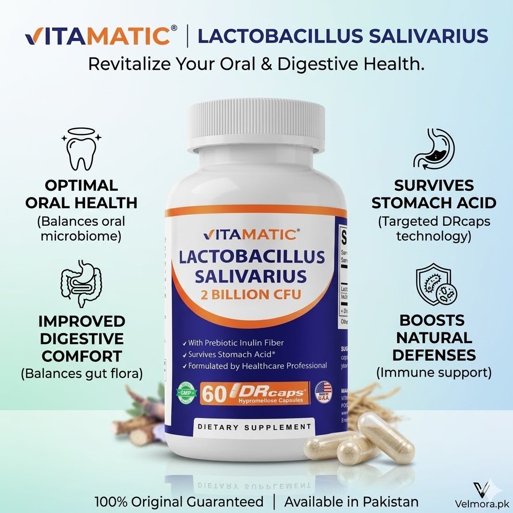 Vitamatic Lactobacillus Salivarius 2 Billion Dr Capsules In Pakistan thumbnail 2