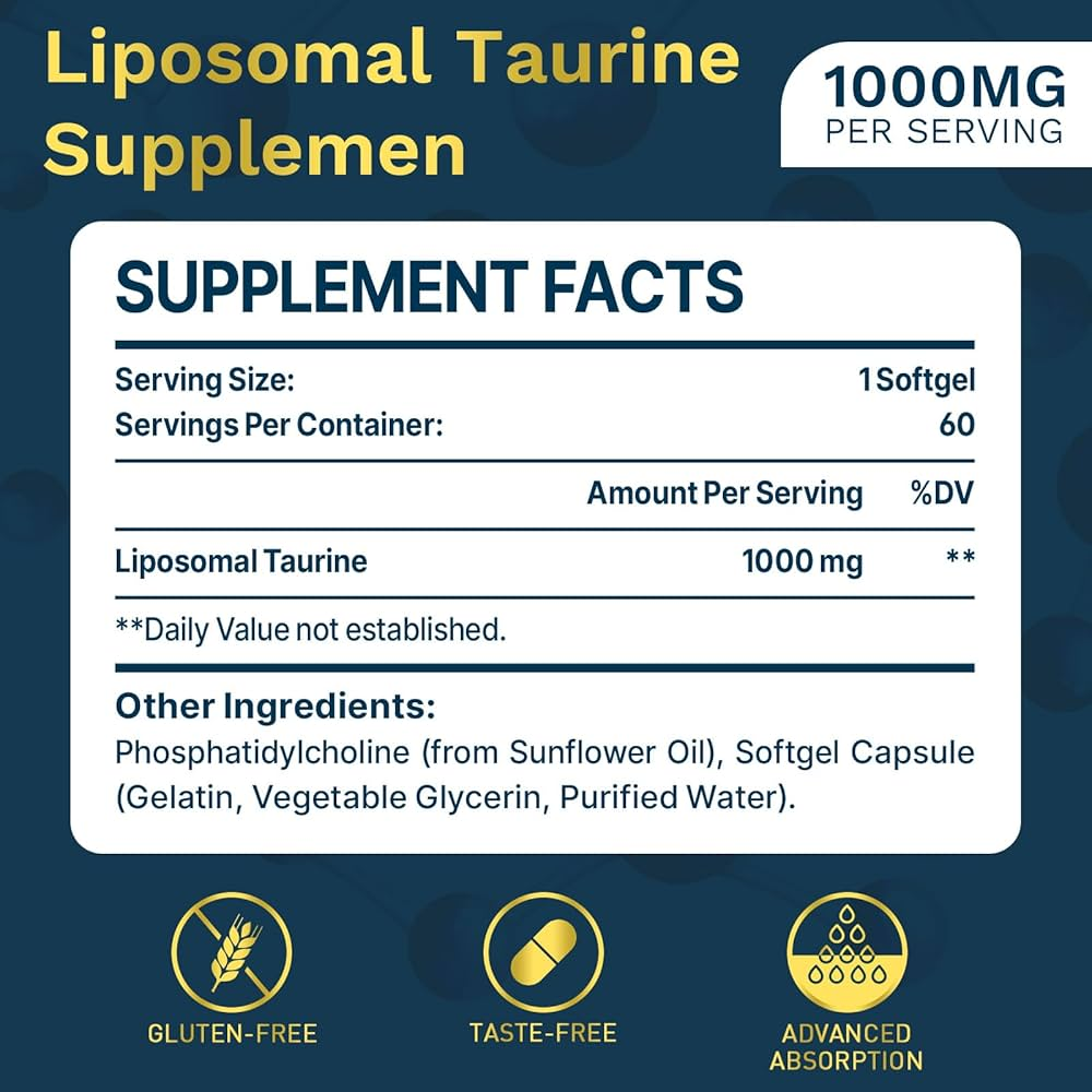 Lipmaxmall Liposomal Taurine 1000mg Softgel thumbnail 2