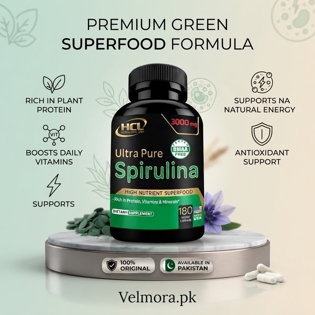 HCL Organic Spirulina Powder Capsules 3000mg thumbnail 2