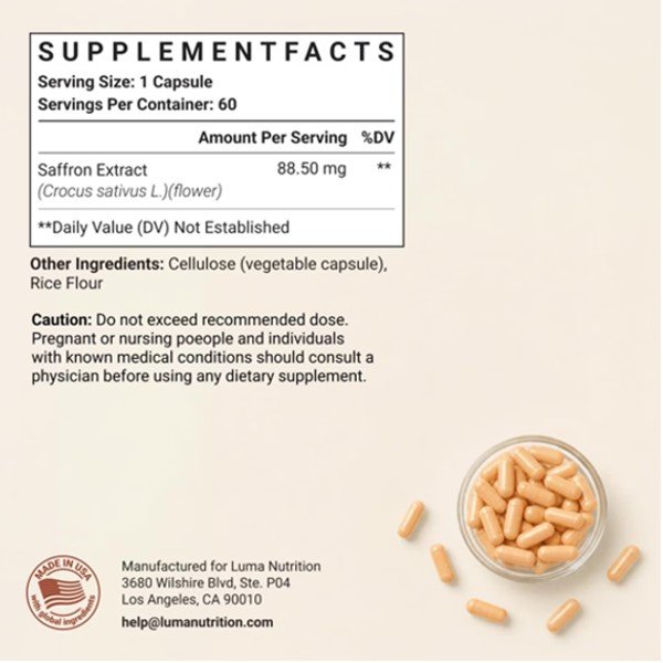 Luma Nutrition Saffron Extract 60 Capsules in Pakistan thumbnail 2