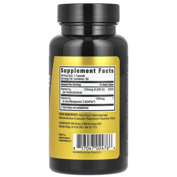 JYM Supplement Science D3+K2 60 Vegetarian Capsules thumbnail 2