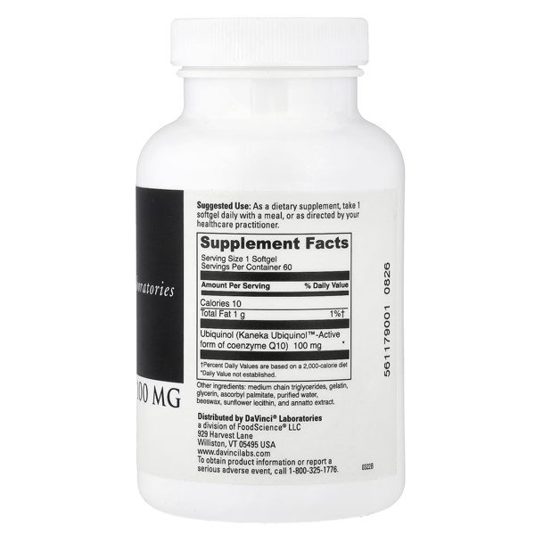 DaVinci Laboratories Ubiquinol 100 mg 60 Softgels thumbnail 2