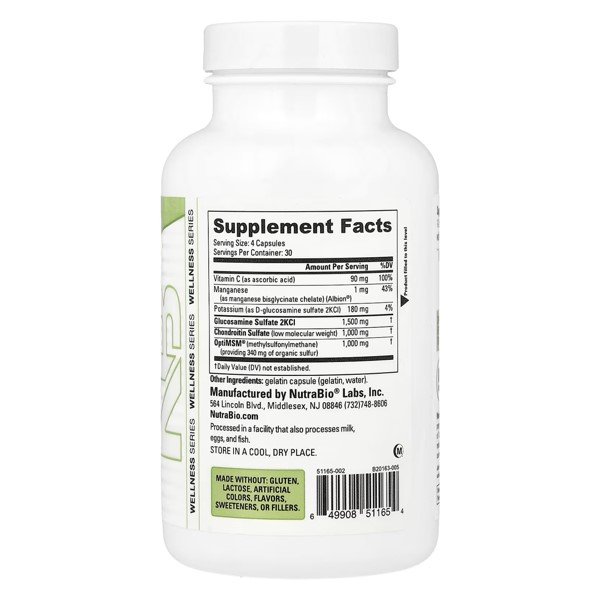 NutraBio Glucosamine Chondroitin & MSM 120 Capsules in Pakistan thumbnail 2
