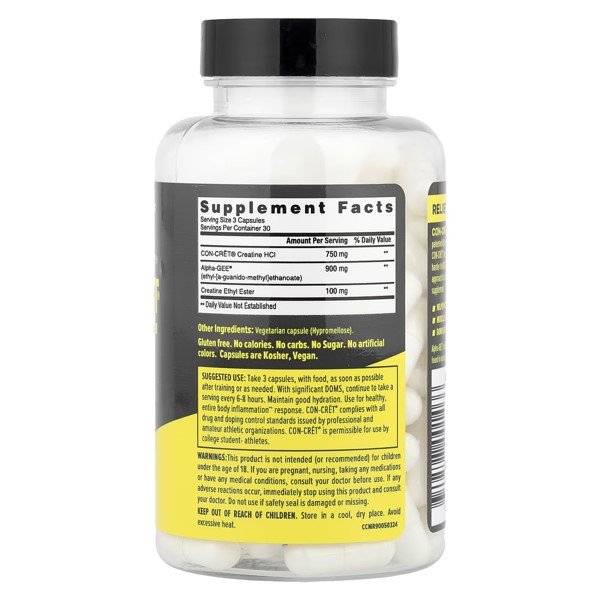 Con-Cret Creatine HCl + Alpha GEE® 90 Capsules in Pakistan thumbnail 2